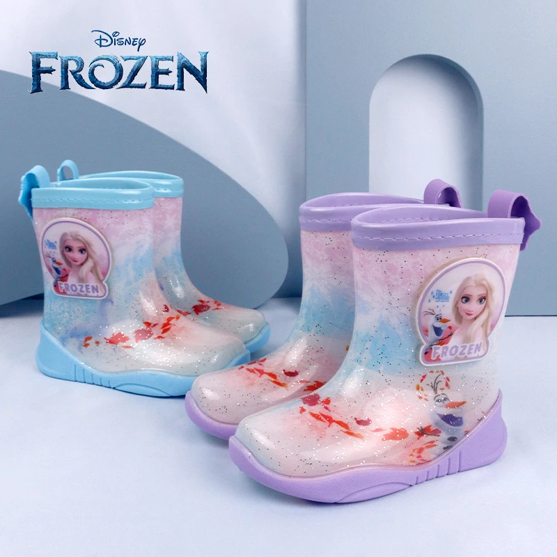 Disney/迪士尼爱莎女童雨靴冰雪奇缘2可爱卡通软底防水防滑雨鞋