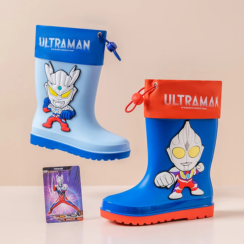 2024奥特曼迪迦儿童卡通雨靴男童防滑中筒水鞋赛罗小学生雨鞋批发