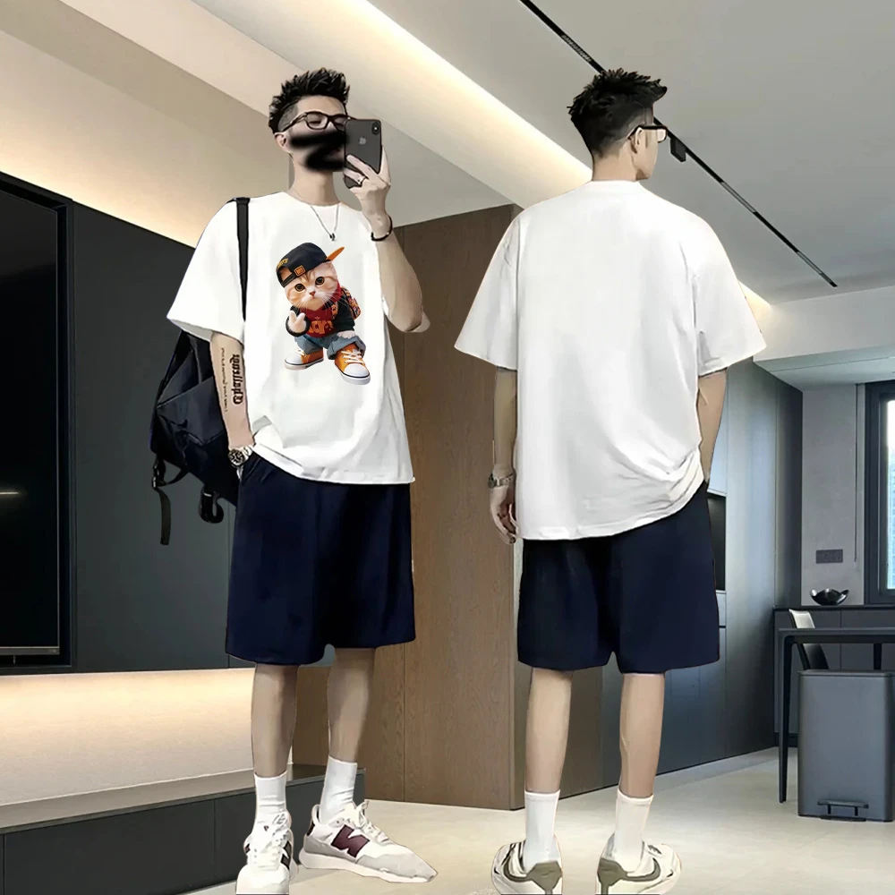 雷顿卡斯2024痞帅重磅短袖T恤青年男女百搭款夏季潮牌宽松圆领