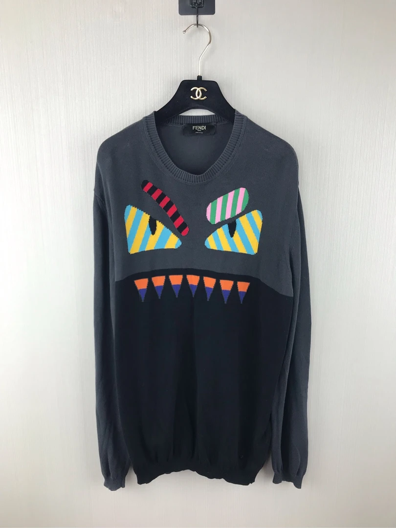 98新 Fendi/芬迪 小怪兽拼色针织衫/50码/ZG00428