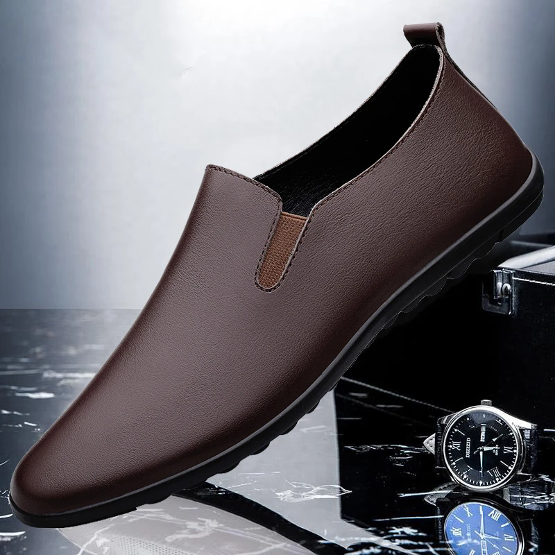 皮鞋男秋冬新款软底透气时尚百搭正装休闲鞋一脚蹬豆豆鞋潮流防滑