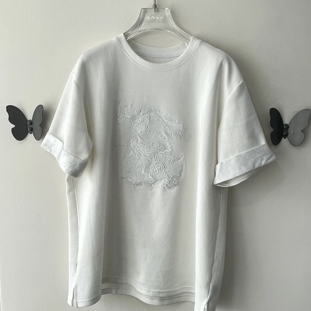 【柏卉服饰】时尚重工刺绣轻奢百搭休闲龙T恤一口价