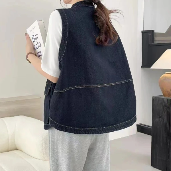 2024年秋款牛仔马甲女宽松休闲韩版学院风显瘦开衫马夹时尚新款