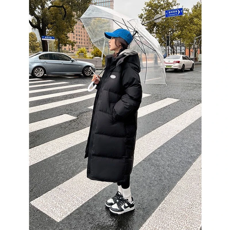 2023冬季韩国小个子大码女过膝长款羽绒羽绒服加厚韩版学生over