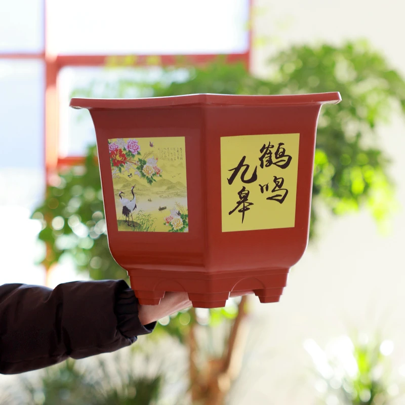 【拍1发4，到手2个花盆2个托盘】450型号树脂六角花盆【外径33高22】
