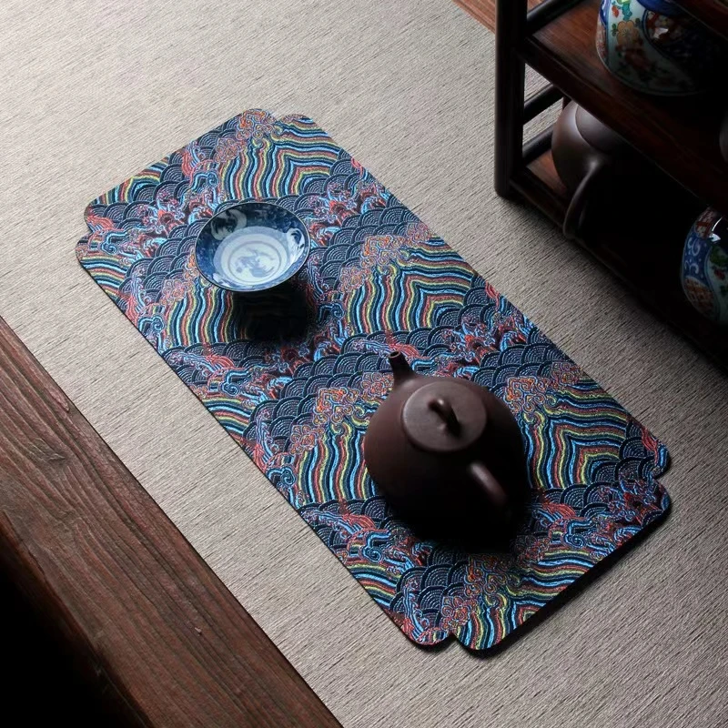 宫廷云锦国潮双面织锦中国风茶道干泡席国风印花复古禅意微吸水