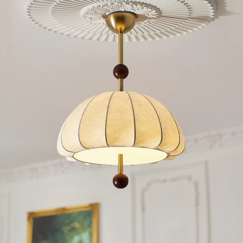 法式中古风餐厅吊灯创意卧室主灯布艺复古书房灯浪漫温馨房间灯具