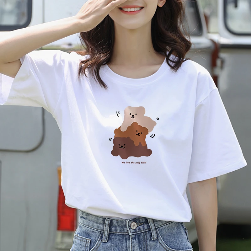 2025新款小清新纯棉短袖t恤女夏季百搭宽松体恤衫显瘦圆领上衣E7