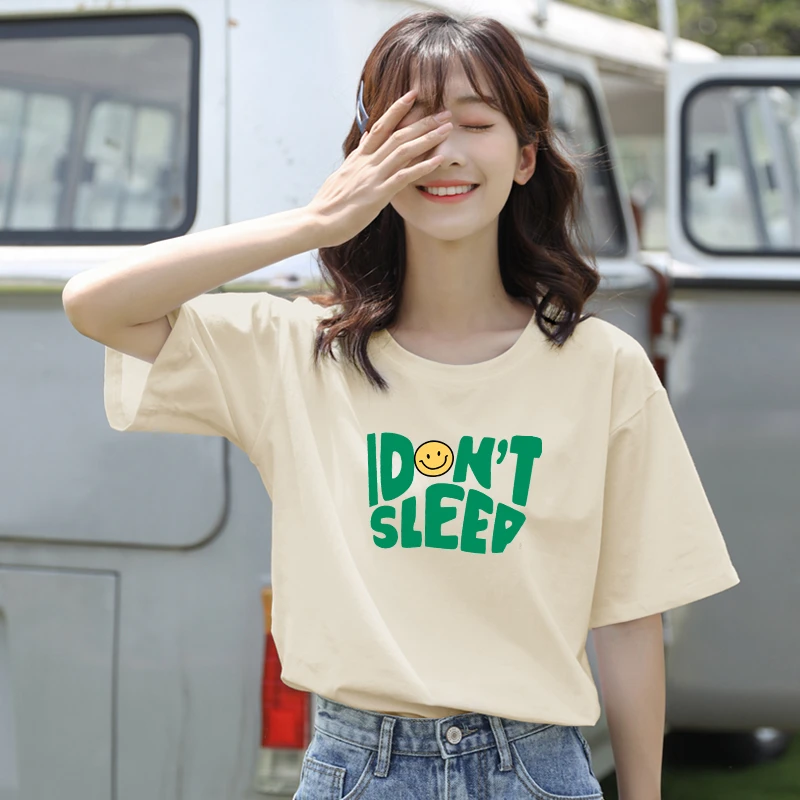 2025新款小清新纯棉短袖t恤女夏季百搭宽松体恤衫显瘦圆领上衣E8