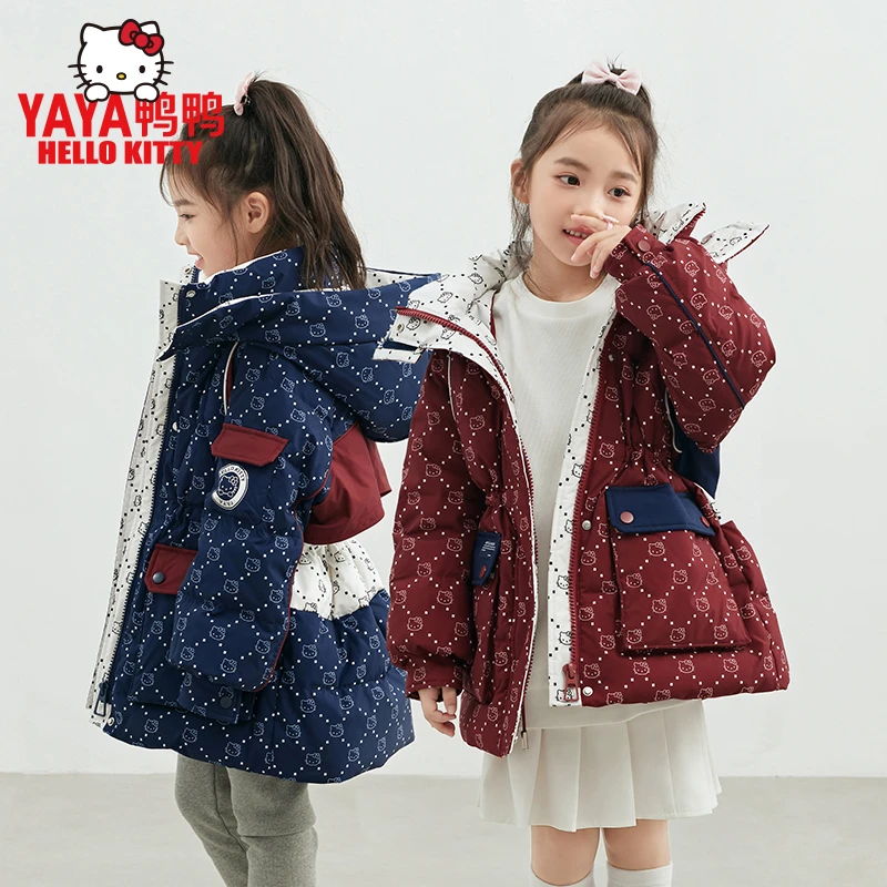 YAYA/鸭鸭儿童亲子HelloKitty联名款羽绒服加厚冬季外套中大童