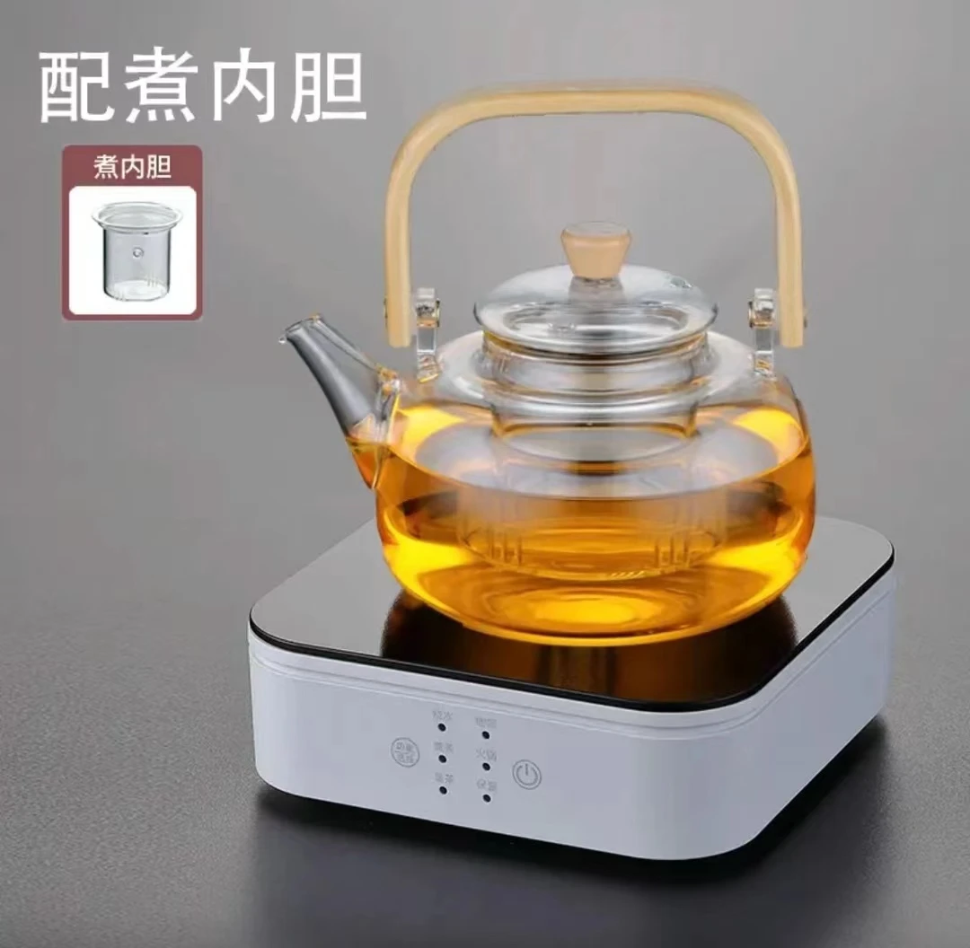 白色正茗堂1300瓦电陶炉+煮茶壶 茶壶煮茶器多功能保温蒸煮方形