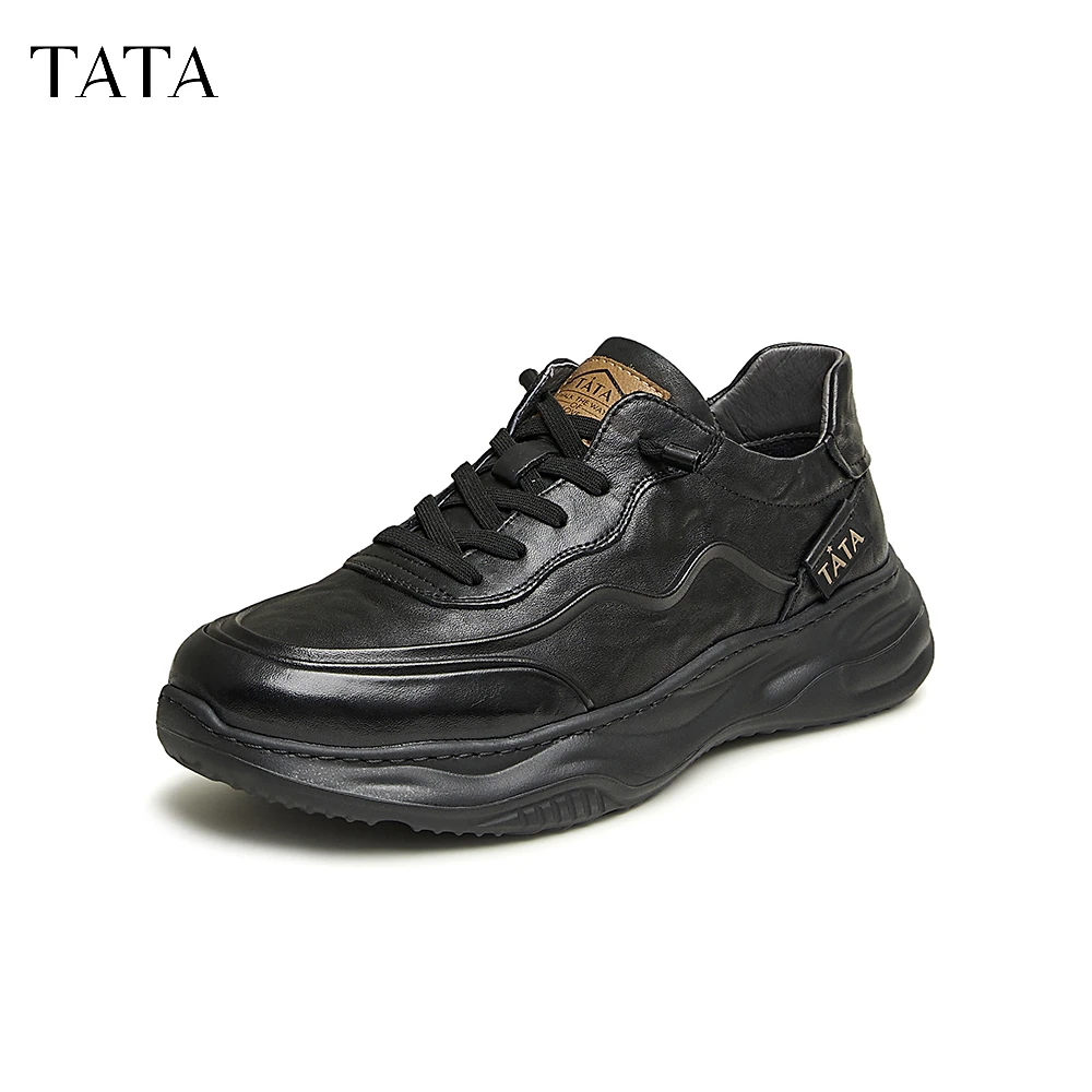 Tata他她厚底休闲老爹鞋皮鞋男士真皮轻便软底板鞋秋VFS01AM4