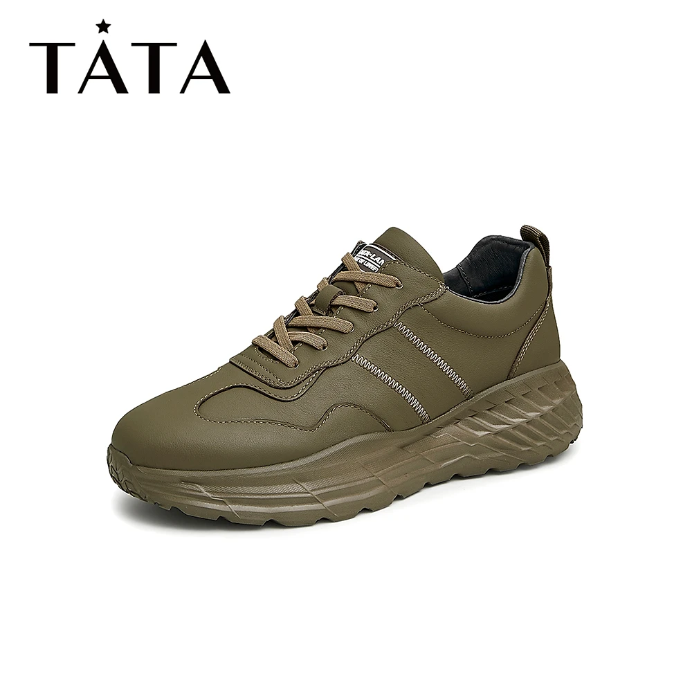 Tata/他她新款高颜值男鞋百搭时尚板鞋纯色系带休闲鞋男8HT01CM2