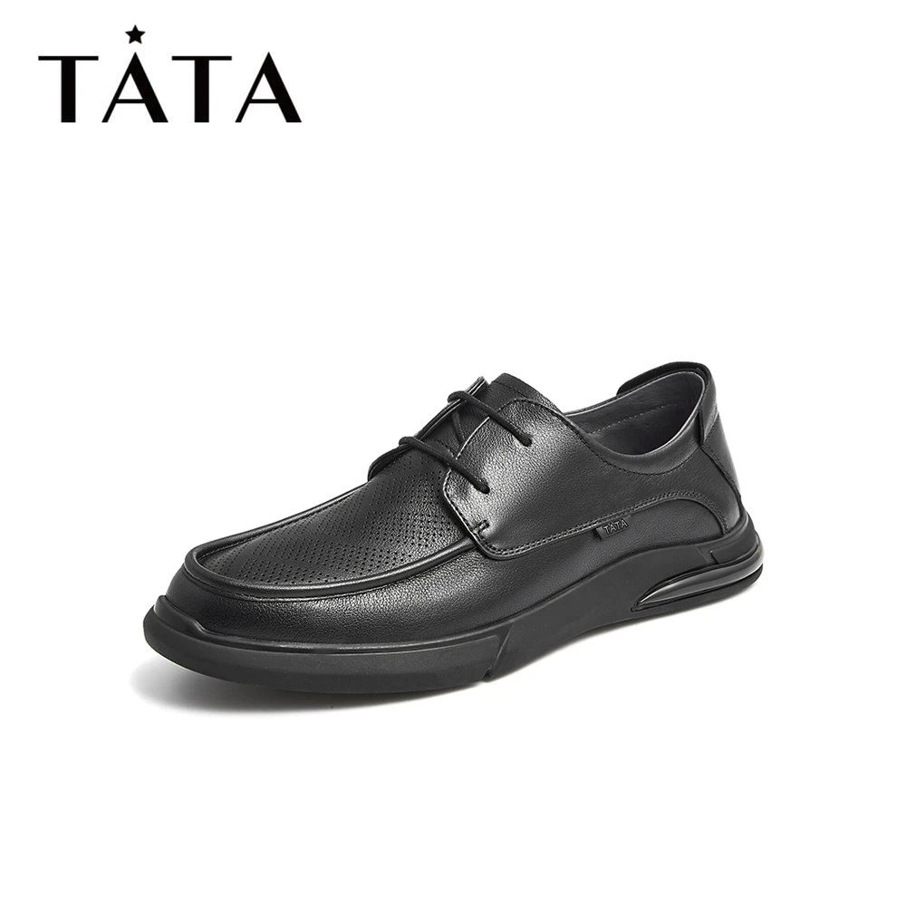 Tata/他她秋季时尚轻奢透气软底软面舒适商务休闲皮鞋百搭男皮鞋