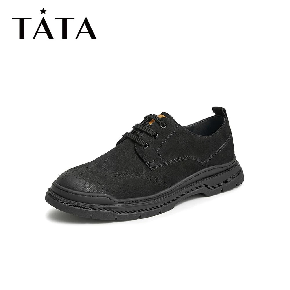Tata/他她时尚系带低帮透气马丁靴厚底布洛克大头鞋男鞋22626CM2