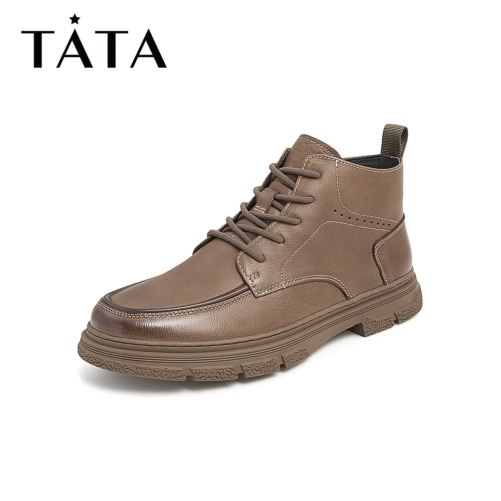【加绒/毛里】Tata/他她高帮工装时尚马丁靴户外男短靴新VUJ03DD1