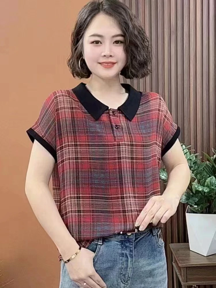 50 女士时尚百搭休闲格衬衫 DZ
