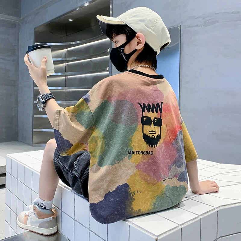 【Mark高品质】男童T恤儿童半袖中大童帅气韩版宽松夏季短袖炸街t恤