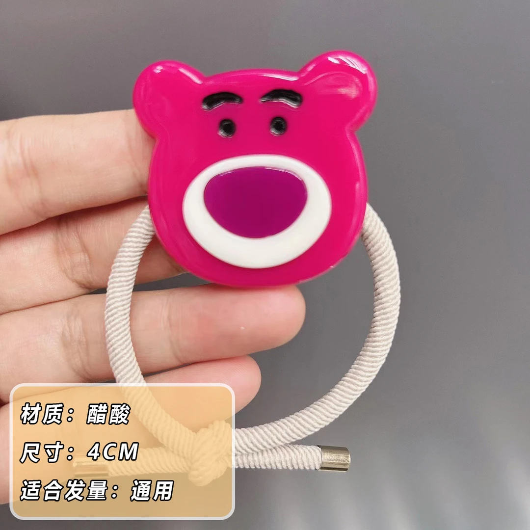 1212玫红小熊高端醋酸气质发绳可爱绳子头饰