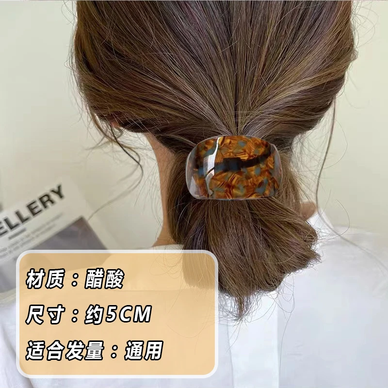 1103韩国简约百搭醋酸发绳高端发饰气质发圈头绳咖带帽高级感发绳