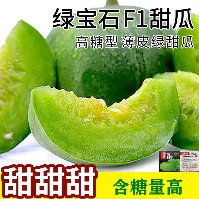 绿宝石甜宝甜瓜种子春夏秋季播超甜高产香瓜种子早熟薄皮种子大全