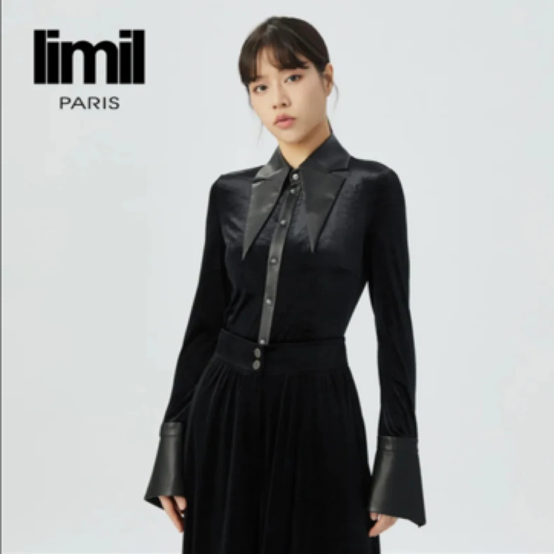 AMASS/阿玛施Limil高级款丝绒感舒适修身衬衫女9300099