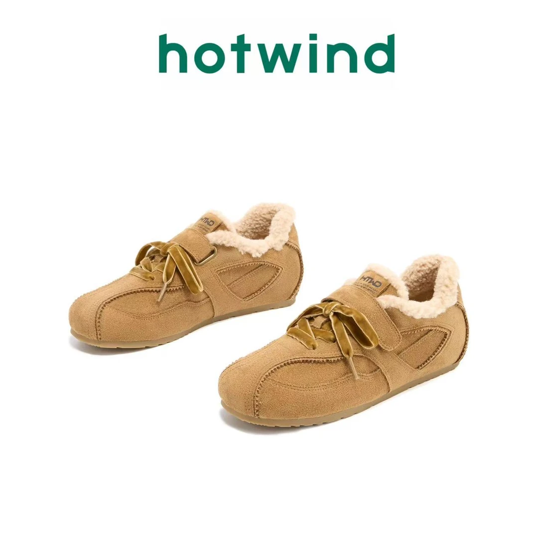 Hotwind/热风2025新款冬季新款潮流百搭时尚勃肯鞋加绒保暖女鞋