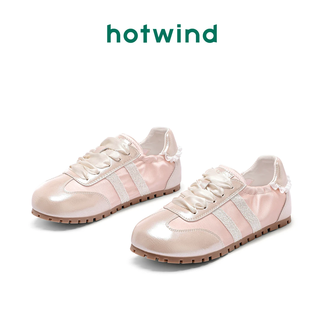 Hotwind/热风休闲鞋2025新款舒适时尚百搭透气复古软底系带板鞋