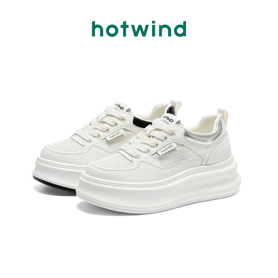 热风2024新款百搭透气时尚薄款系带低帮厚底板鞋【LP】H01W4Y45-X