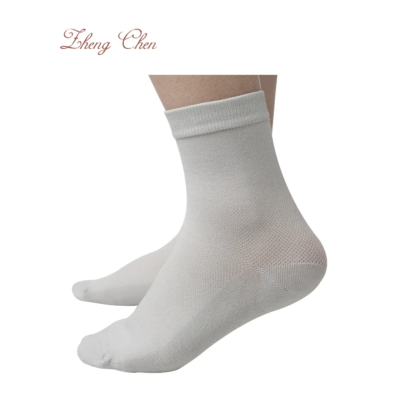 Zhengchen/正辰纯色竹纤维薄款网眼中筒袜 WZ96038