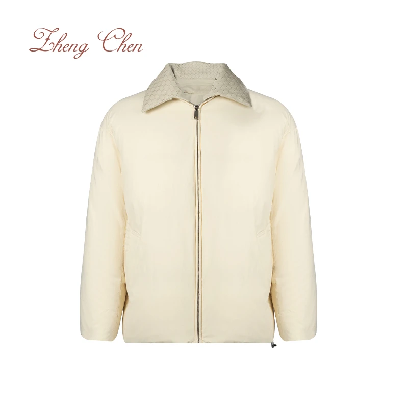 Zhengchen/正辰Territex微皱面料95白鹅绒编织皮领夹克PD-K95951