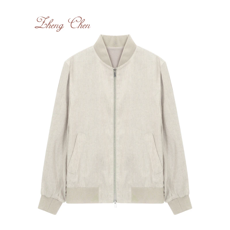 Zhengchen/正辰1895双色亚麻混纺休闲轻薄抗皱飞行员夹克M-K95736