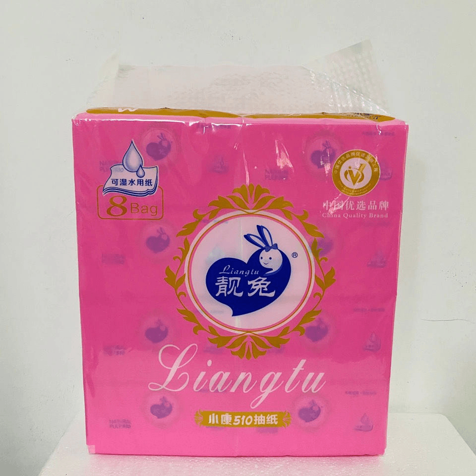 靓兔小康510抽取面巾纸130mm*180mm*390张*8包可湿水婴童适用