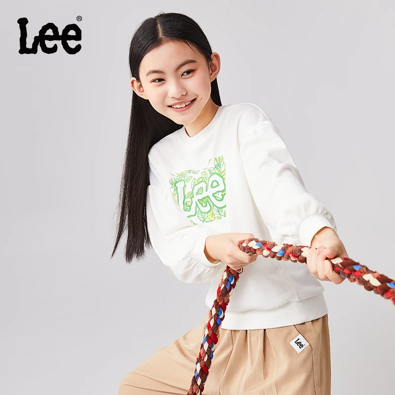 Lee女童卫衣春秋新款圆领时髦女孩童装休闲洋气儿童上衣