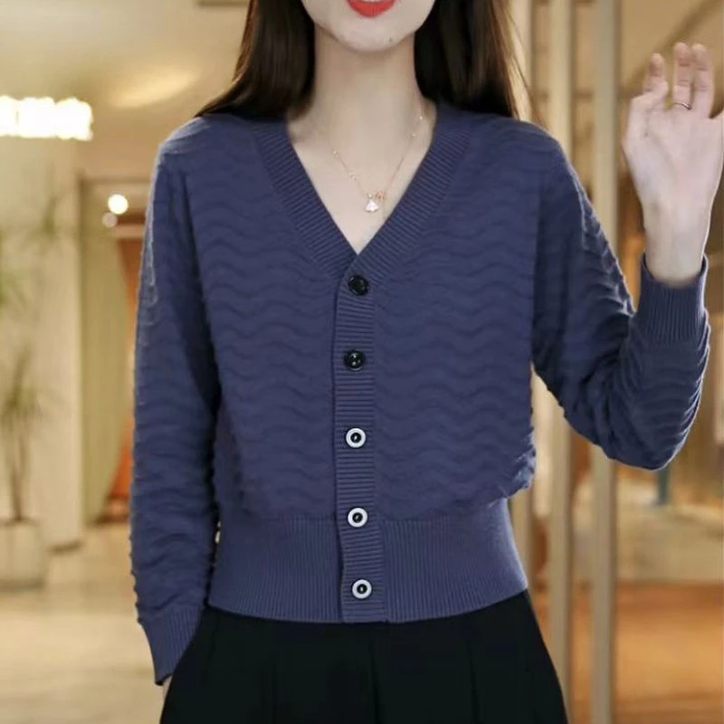 春秋美拉德风毛衣外套女短款V领长袖针织衫开衫披肩洋气外搭上衣