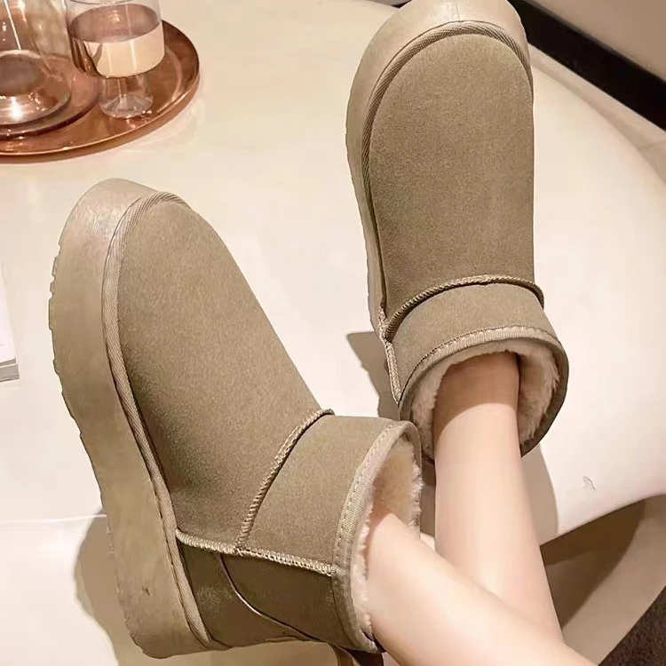 高帮棉拖鞋女秋冬季外穿厚底防水加绒保暖雪地靴女