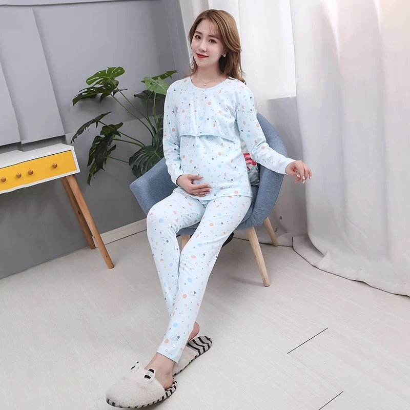 【100%纯棉】孕妇秋衣秋裤套装保暖月子服秋冬季产后纯棉孕妇睡衣