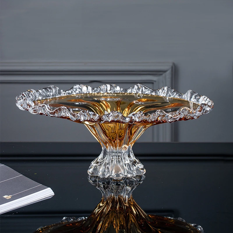 HESTIA HOME 琉璃花朵果盘轻奢高档家用客厅茶几装饰椭圆形果盘