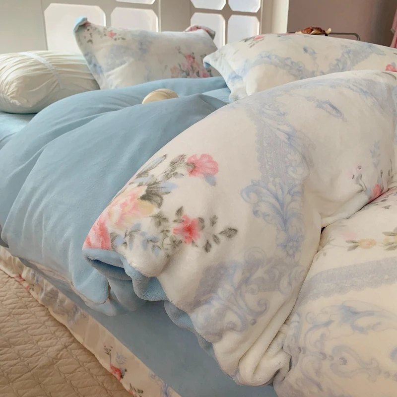 加大尺寸牛奶绒四件套加厚加绒加绒四件套主卧高端牛奶绒四件套