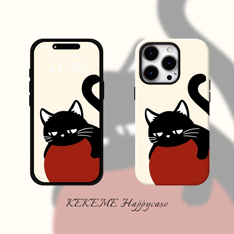 菲林二合一适用苹果华为vivo小米oppo软壳手机壳猫咪抱球16promax