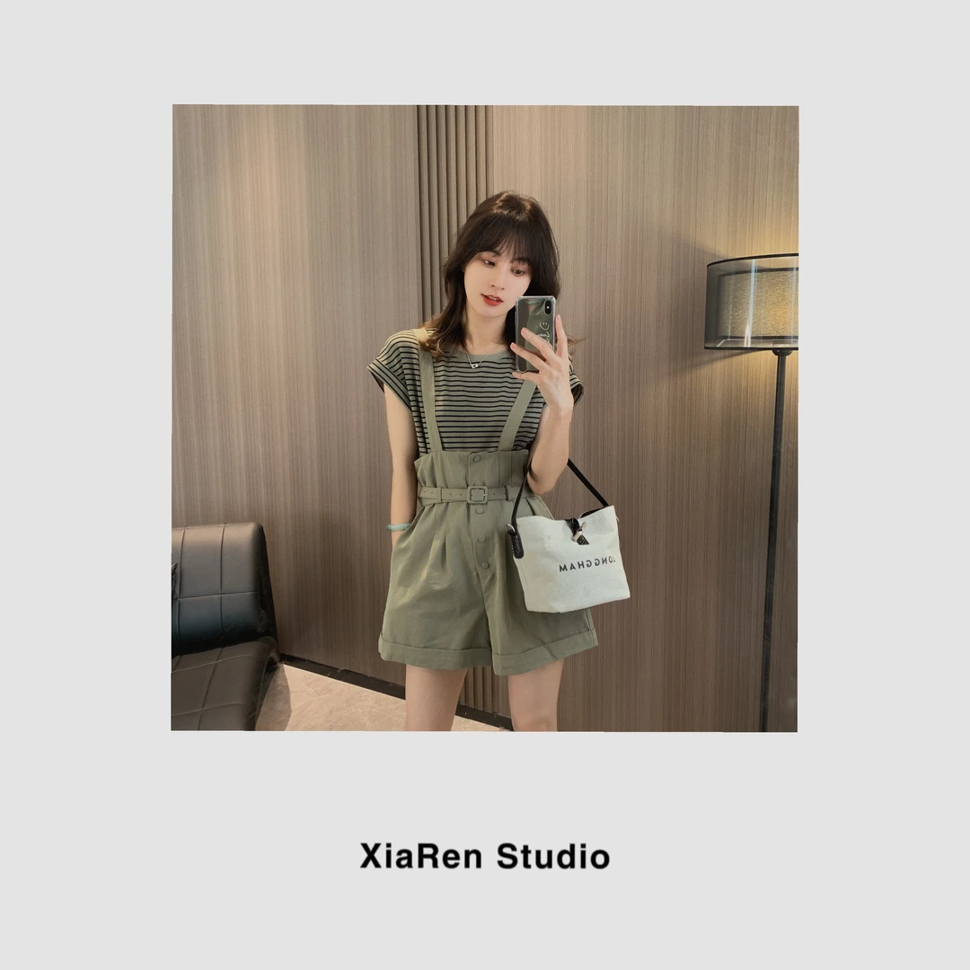 【只出不进】【条纹背带裤套装】两件套时尚套装流行时尚装高档