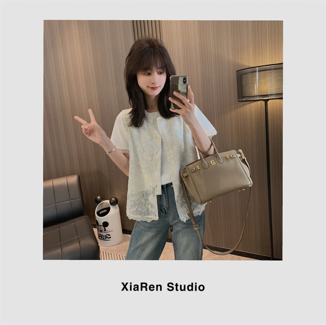 【只出不进】【蕾丝短袖套装】气质女款高级感衬衣独特漂亮的时尚衬衫