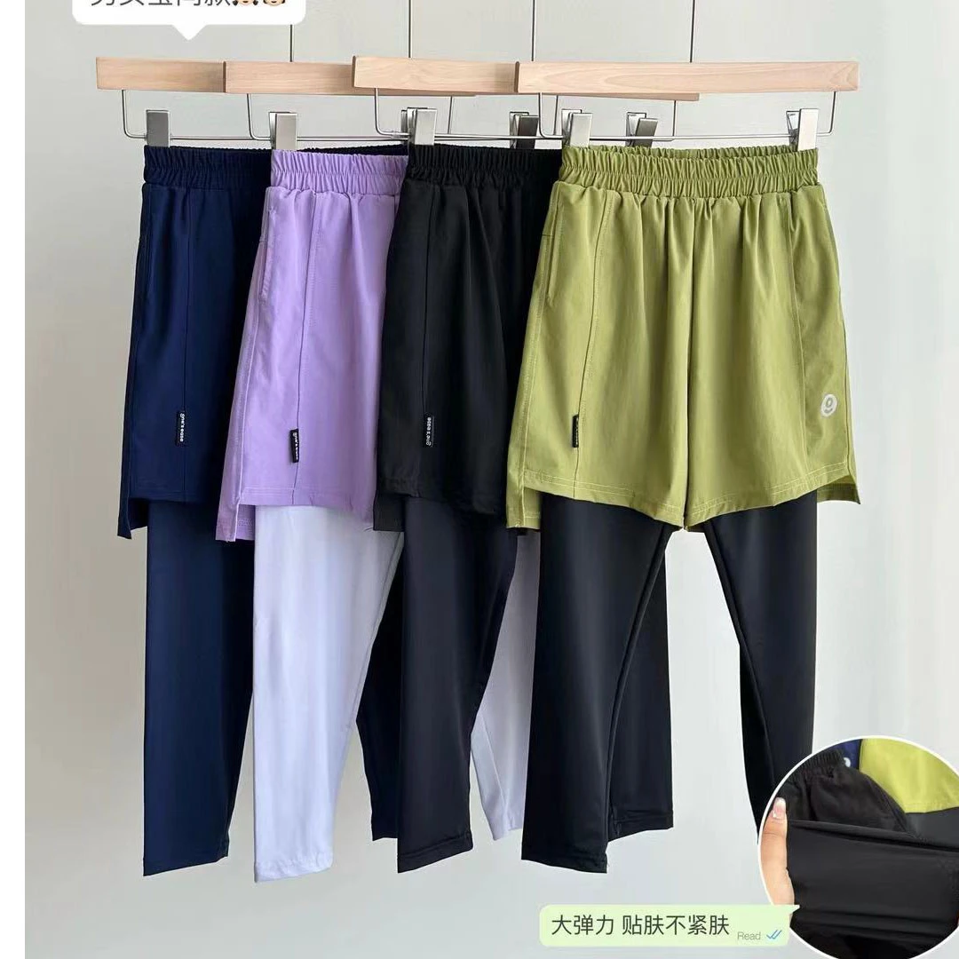 24夏季儿童新款假两件长裤速干休闲运动训练裤中大童