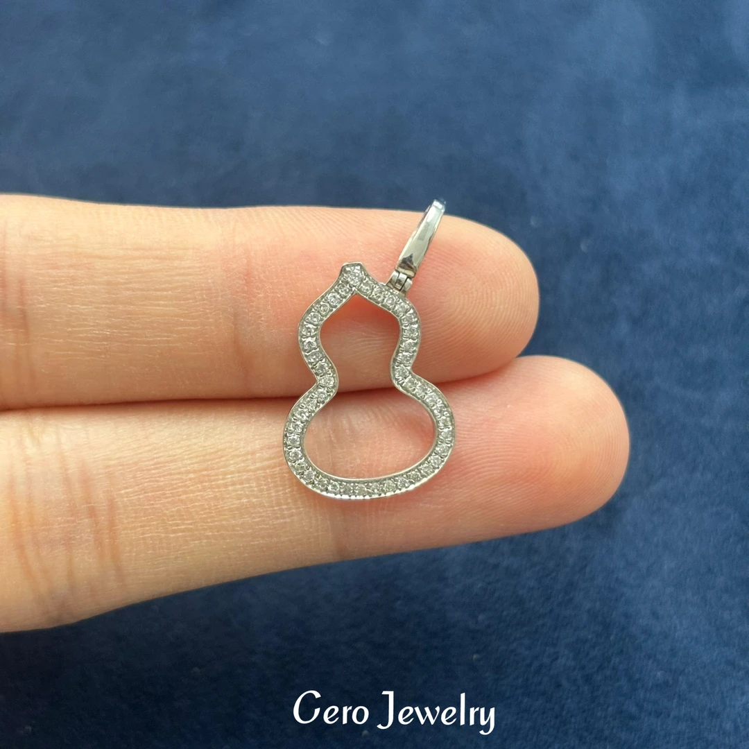 CERO【公主专属】白金色经典百搭镂空钻石葫芦吊坠（赠银链）KK00018