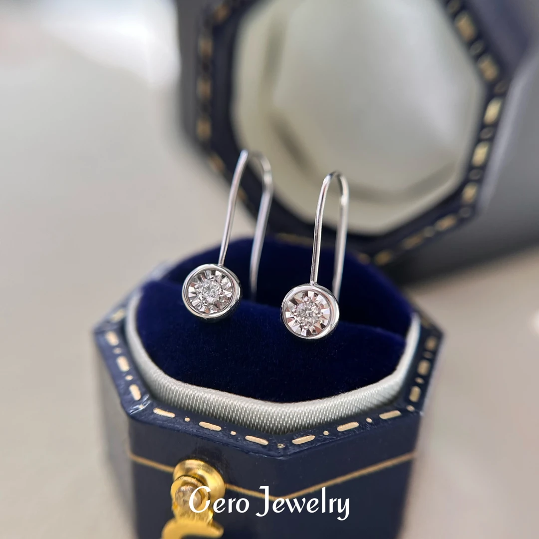 CERO【10分泡泡耳钩】18k金经典百搭10分泡泡钻石耳钩AA0017