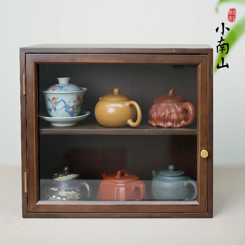 小南山款精品手工中式家用可叠楠竹壶杯文玩茶器收纳柜置物箱