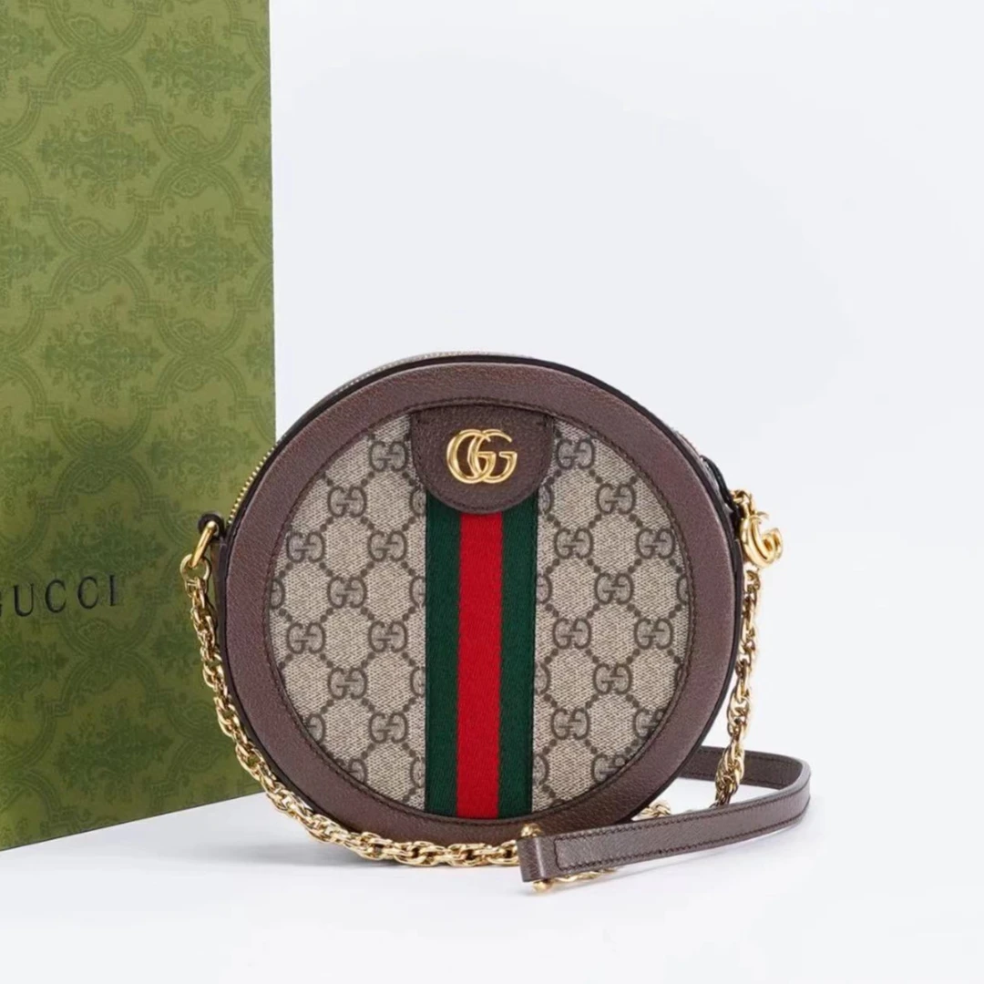 95新 GUCCI/古驰 安洁利Gucci老花op圆饼包zb00518