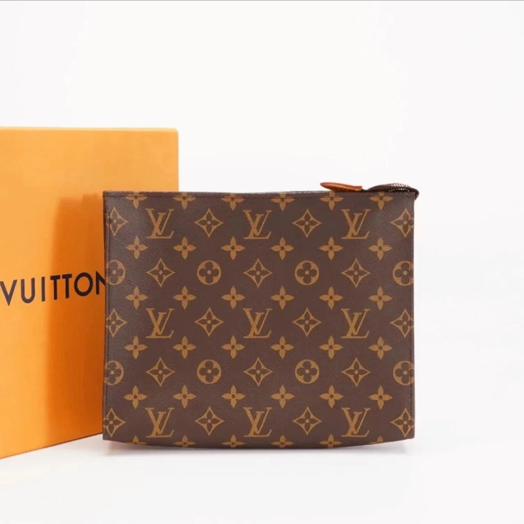 95新 LouisVuitton/路易威登 安洁利lv洗漱袋老花斜挎包ZB01374