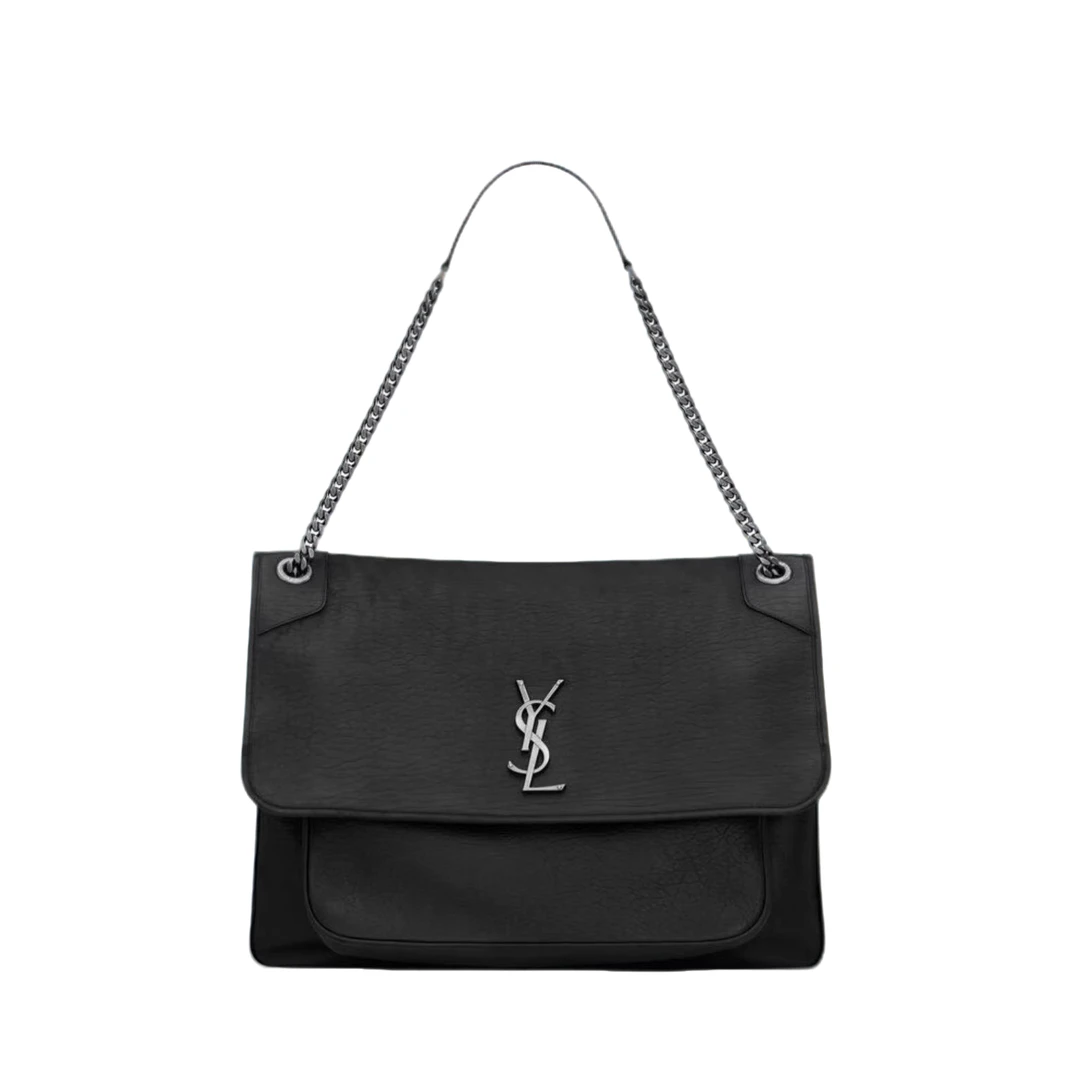 95新 YSL/圣罗兰 安洁利阿健圣罗兰niki大号黑色单肩包zb01084