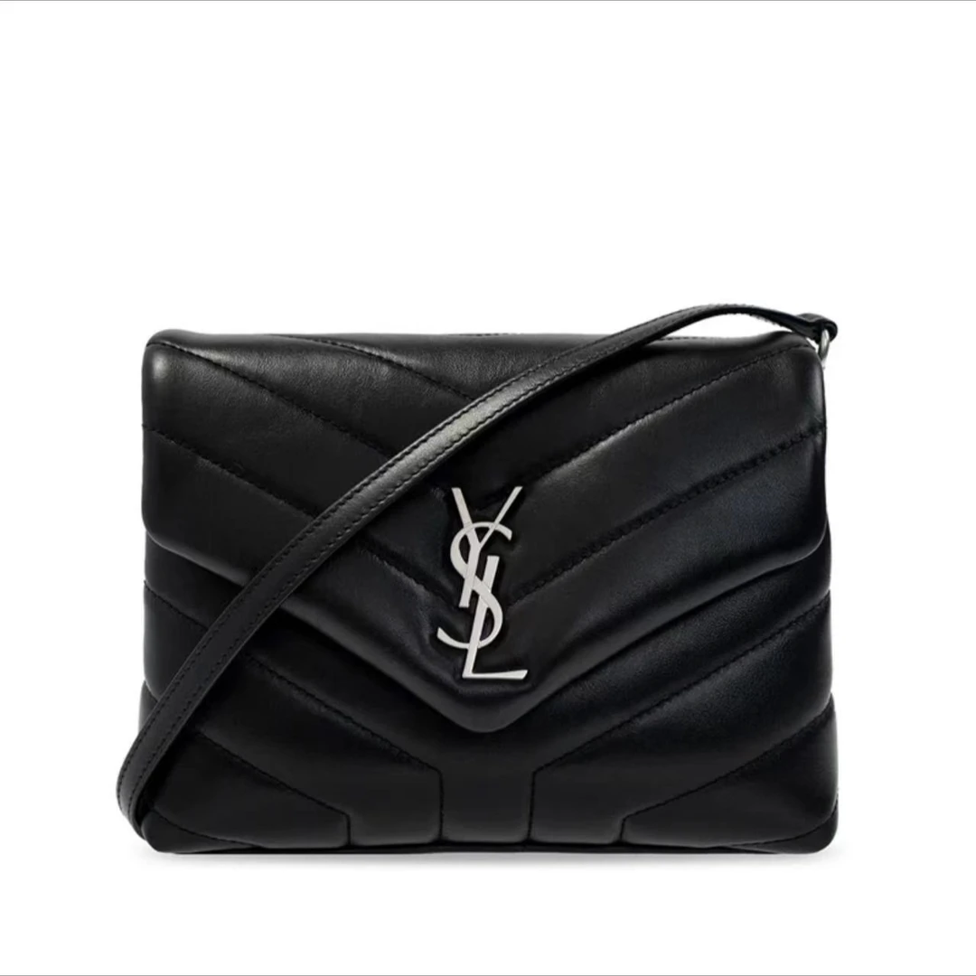 99新 YSL/圣罗兰 安洁利ysl圣罗兰loulou小号黑银单肩包
